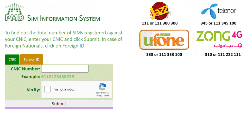 How To Check Sim Number Registered On My Cnic In Pakistan