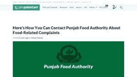 Complain to Punjab Food Authority