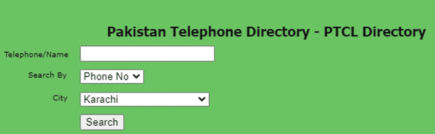 Online PTCL Directory Search