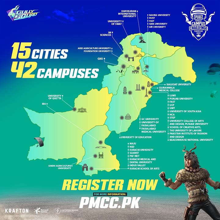 15 Cities in PUBG Mobile Campus Challenge
