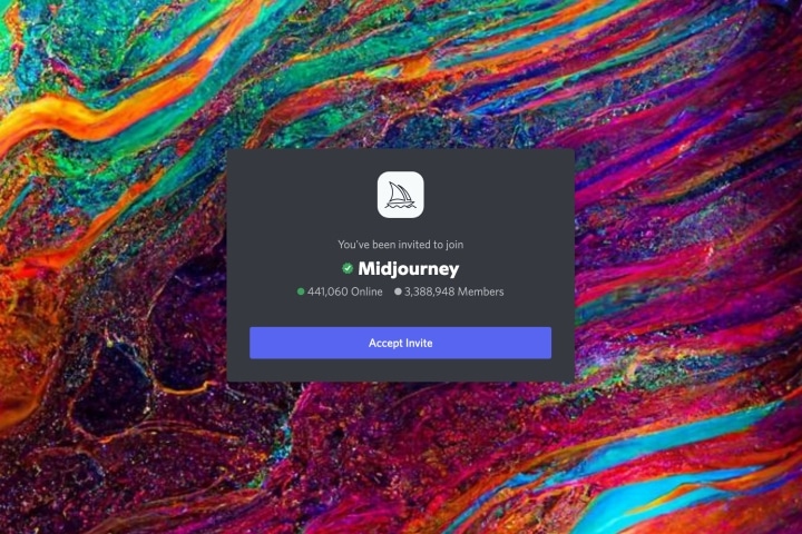 Midjourney's Discord server invite screen.