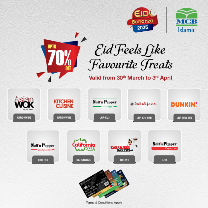 Eid Bonanza – Up to 70% Off with MCB Islamic Debit Cards!