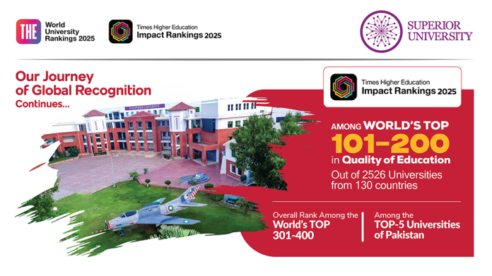 Superior University Ranked Among World’s Top 101–200 in THE Impact Rankings 2025 for Quality Education