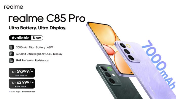 realme C85 Pro Now Available in Pakistan with Segment’s Best Display Among 7000mAh Battery Phones, IP69 Pro Durability, and First Sales Starting November 15