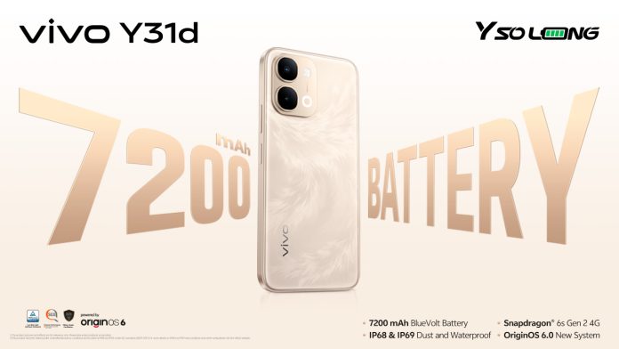 vivo Pakistan Launches Y31d with 7200mAh Power and 25-Dimension Safety, Featuring vivo’s Largest Battery Yet